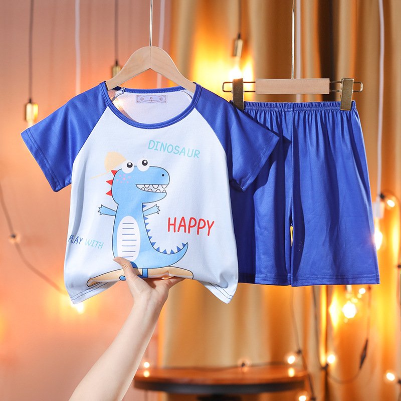 Summer new children's home clothes short-sleeved shorts pajamas boys and girls cartoon suit
