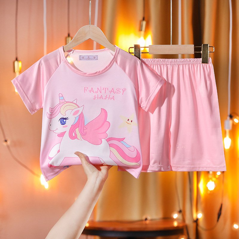 Summer new children's home clothes short-sleeved shorts pajamas boys and girls cartoon suit