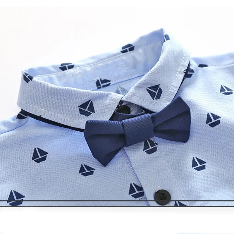 New Arrival Vest Sailboat Print Romper with Bow Pants Baby Boy Party Clothes Suits for Toddler Outfit Baby Set Clothing