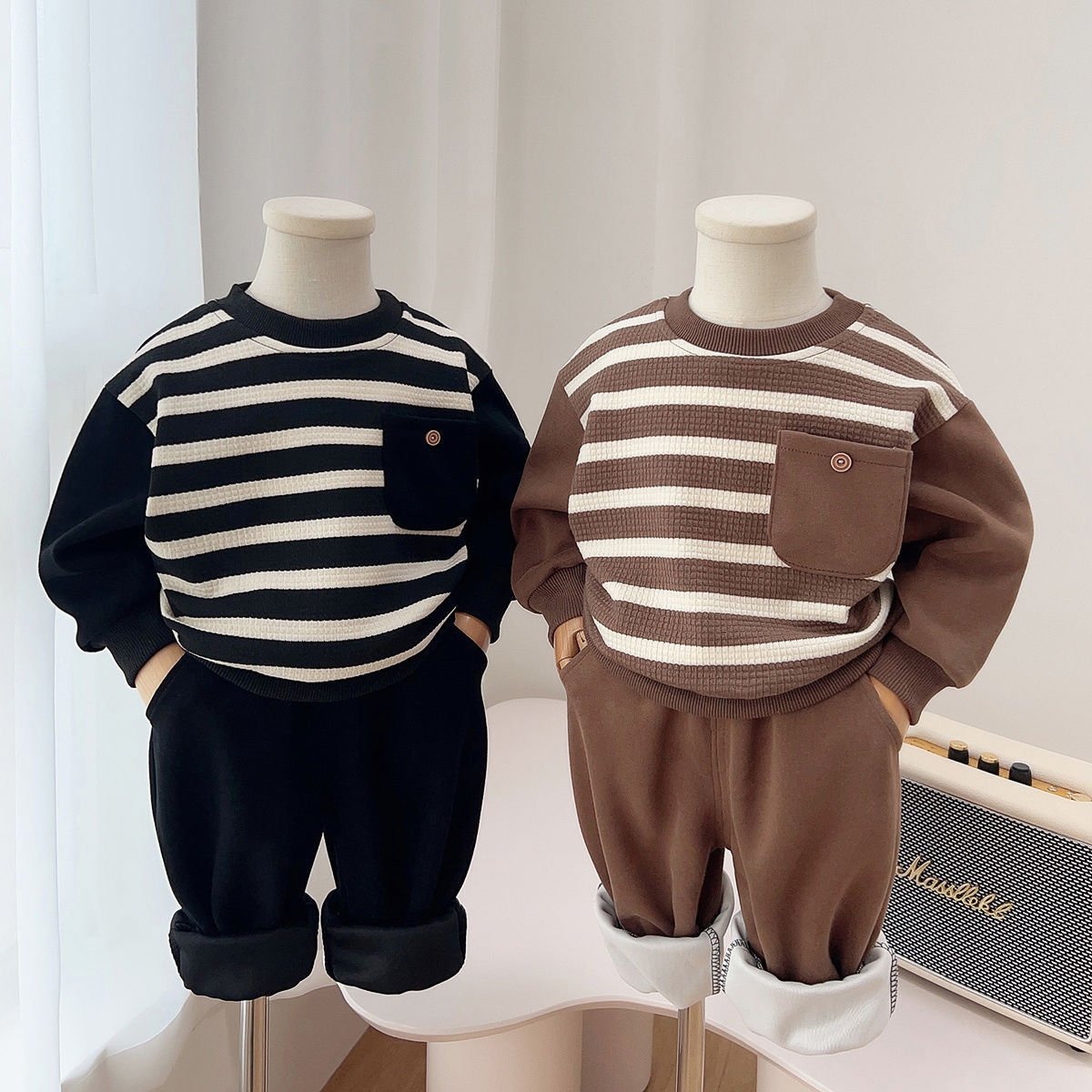 Clothing Sets For Boys Pullover Boys Clothing Sets Striped Pocket Toddler Boys Clothing Sets