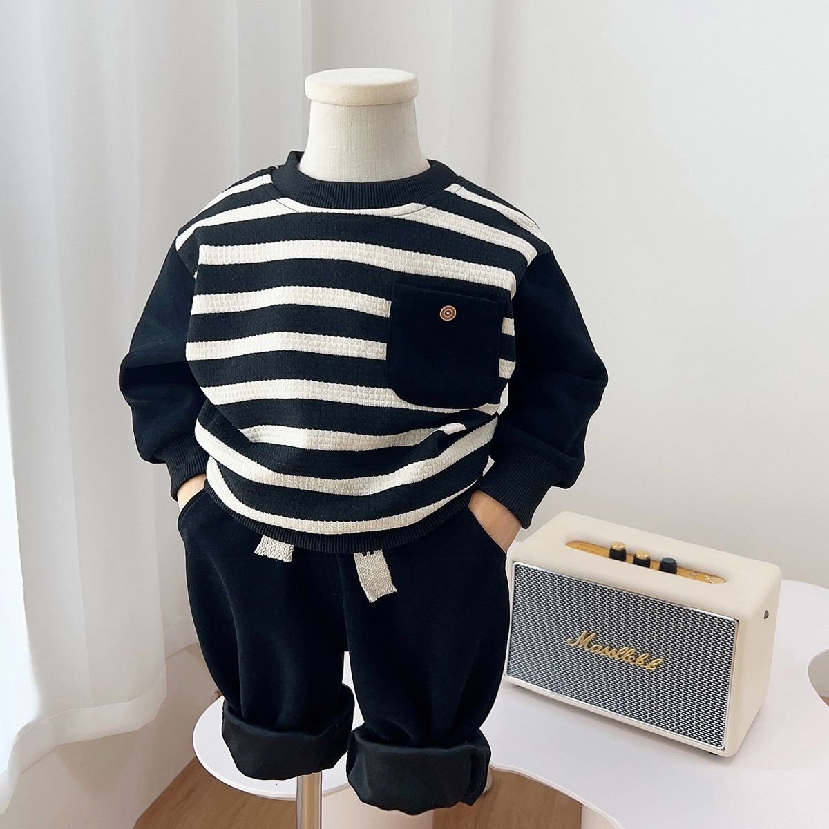 Clothing Sets For Boys Pullover Boys Clothing Sets Striped Pocket Toddler Boys Clothing Sets