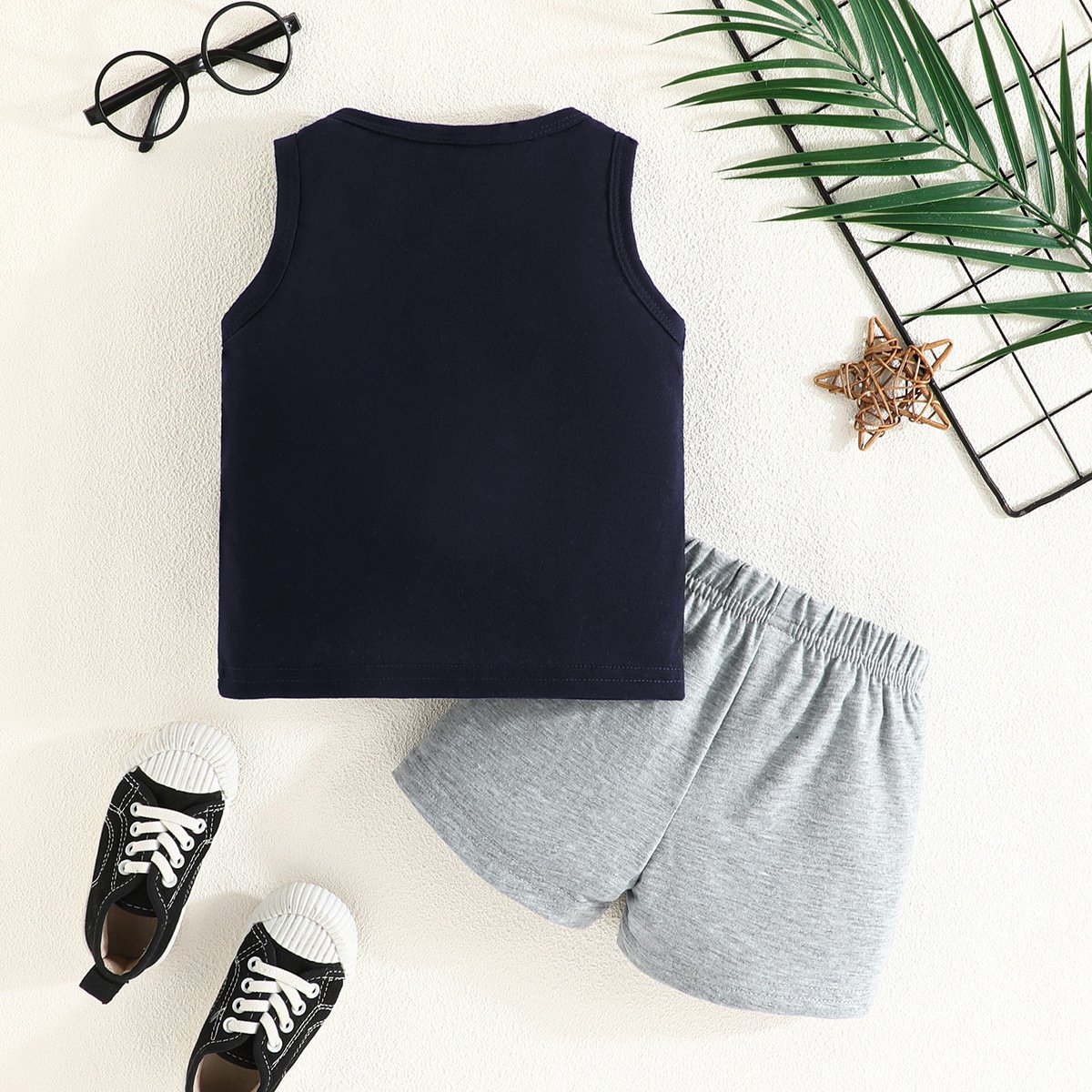 New arrival toddlers two piece letter print cute vest shorts kids boys clothing sets