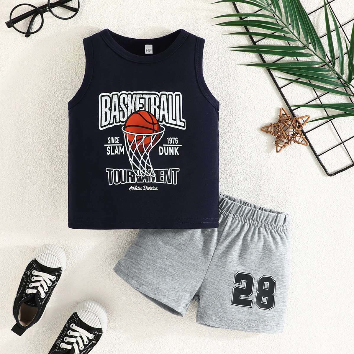 New arrival toddlers two piece letter print cute vest shorts kids boys clothing sets