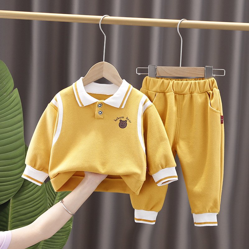 custom logo two piece autumn suit soft sports casual long sleeve kids hoodies boy clothing sets 4 to 12 years old