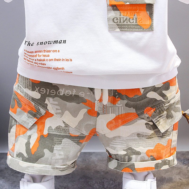 2024 Boys' Suits Collection Kids Suits Cotton T-Shirt + Camouflage Color Shorts 2pcs Set Clothing Luxury Boys Clothing Sets