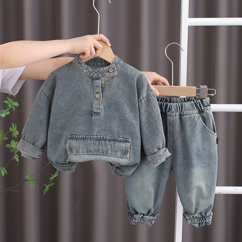 New Arrival Fashion Children Spring Autumn 2pcs Denim Suits Casual Baby Boys Clothing Sets
