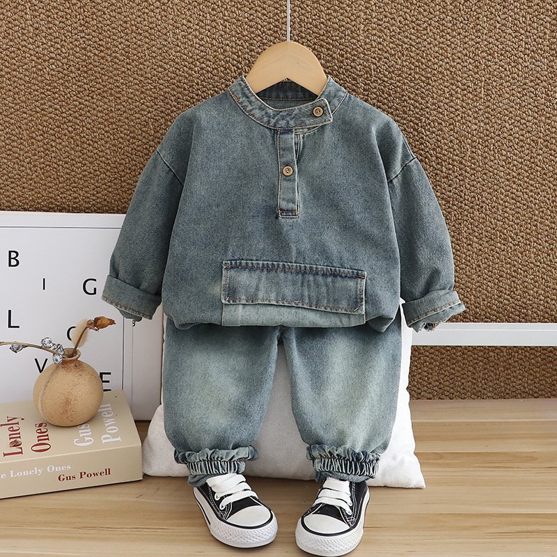 New Arrival Fashion Children Spring Autumn 2pcs Denim Suits Casual Baby Boys Clothing Sets