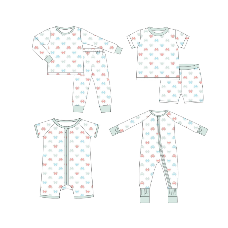 baby girl boys matching rompers clothing toddler boy long sleeve fall pajamas sets kids crab design nightwear romper clothing
