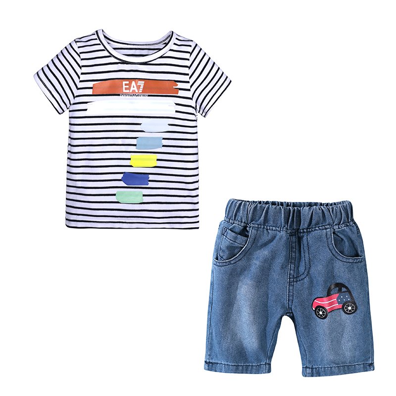 wholesale summer kids clothes toddler boys clothing sets cotton children boys clothes set