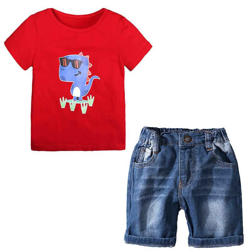 wholesale summer kids clothes toddler boys clothing sets cotton children boys clothes set