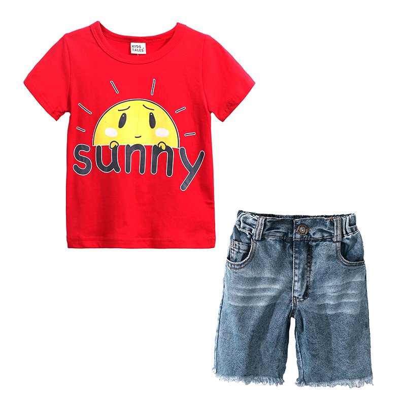 wholesale summer kids clothes toddler boys clothing sets cotton children boys clothes set