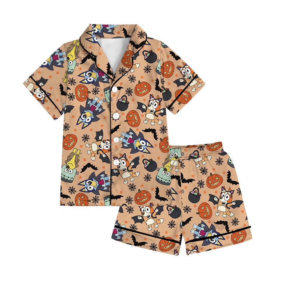 Baby Boy Girl Custom Clothes Set Summer Kids Clothing Pumpkin Printed Newborn Short Sleeve Outfits