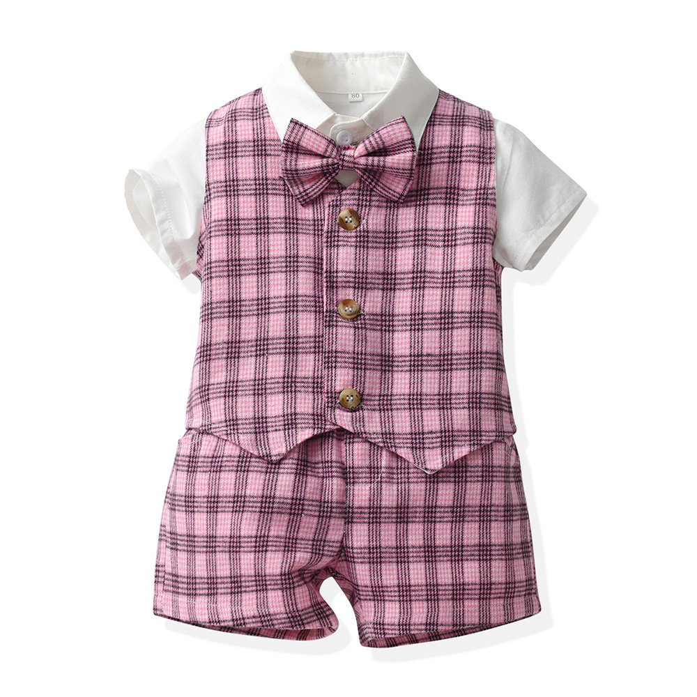 Kids Clothing Set summer Child Suit Wedding Formal Dress British Waistcoat Shirt Shorts with pants Baby Boy Birthday Clothes