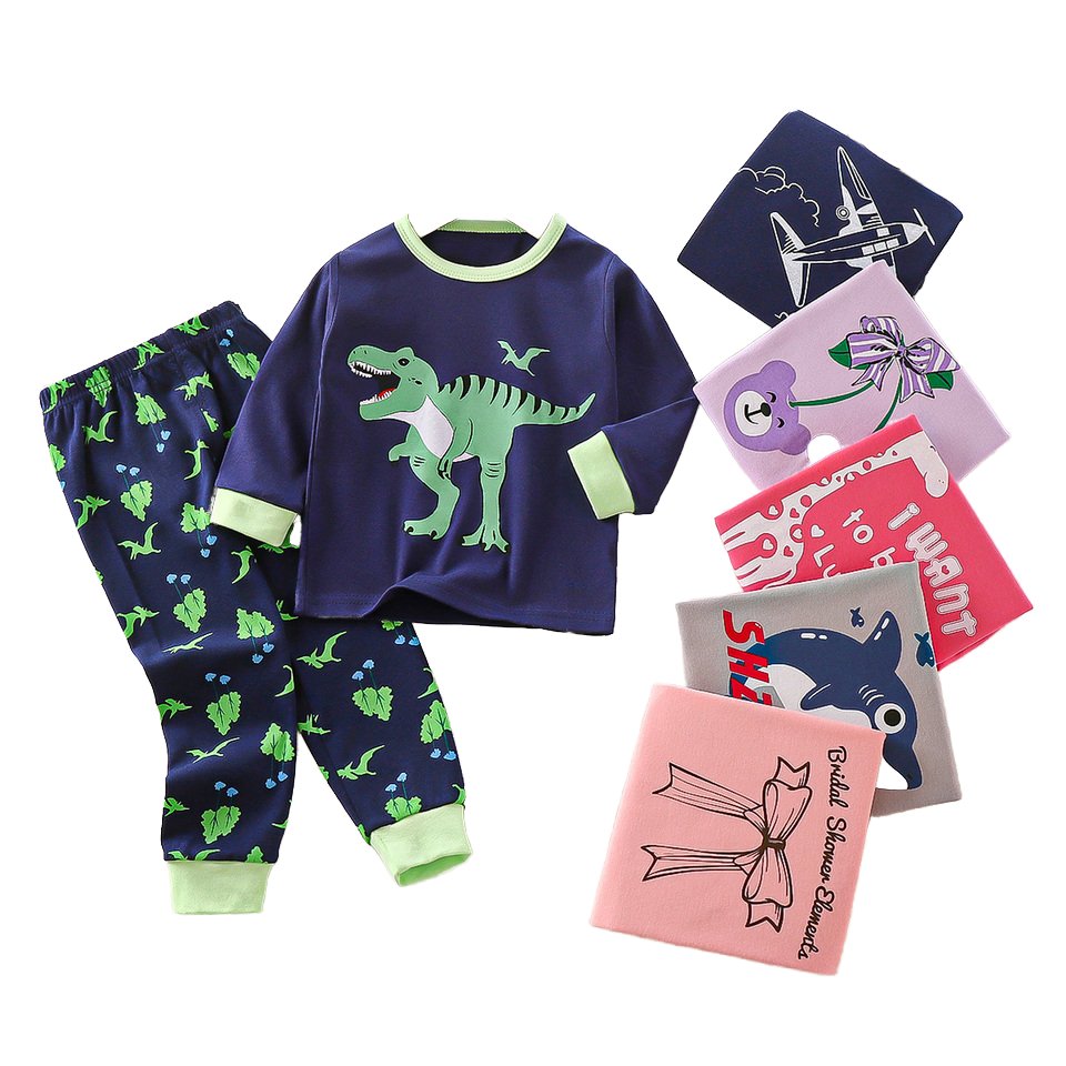 2024 Hot Sale Kids Clothing Sets 100% Cotton Pajamas Breathable Cartoon Sleepwear for Boys Wholesale