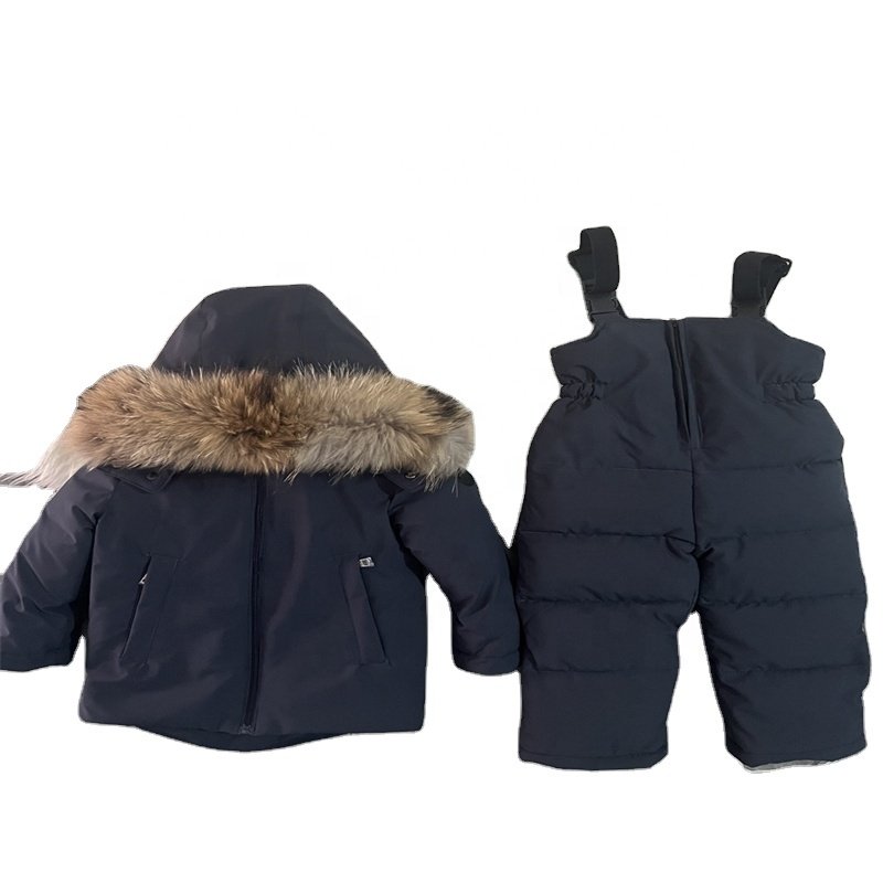 New Baby Kids Windproof Snowsuit Winter Clothes Toddler Snow Pants And Jacket Girls Down Cotton Hooded Coat Baby Clothes Sets