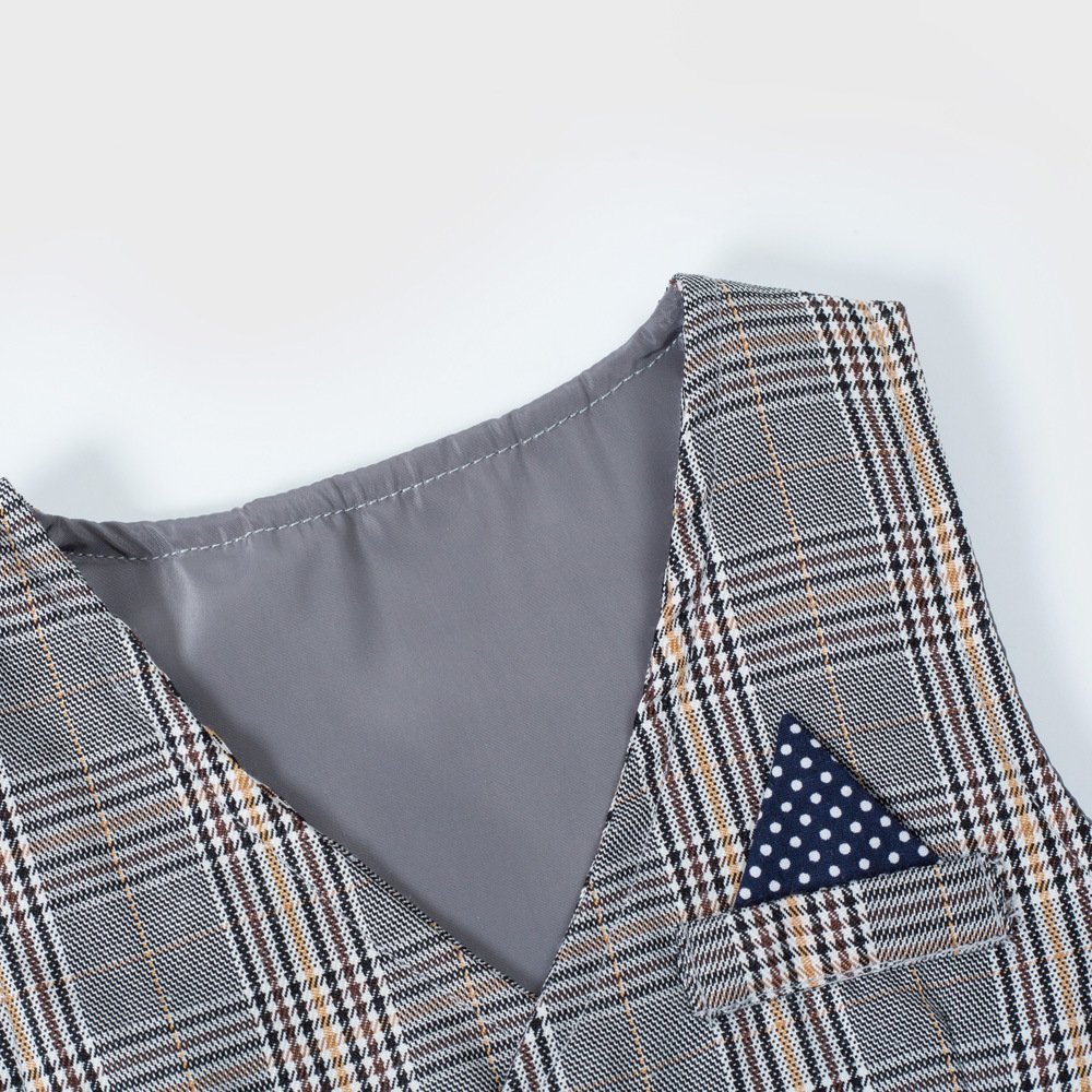 Baby Boy Plaid Print Shirt Bodysuit Pants Long Sleeved Shirt Bow Tie Hat Vest 5pcs Baby Boy Clothes Long Sleeve Romper Suit