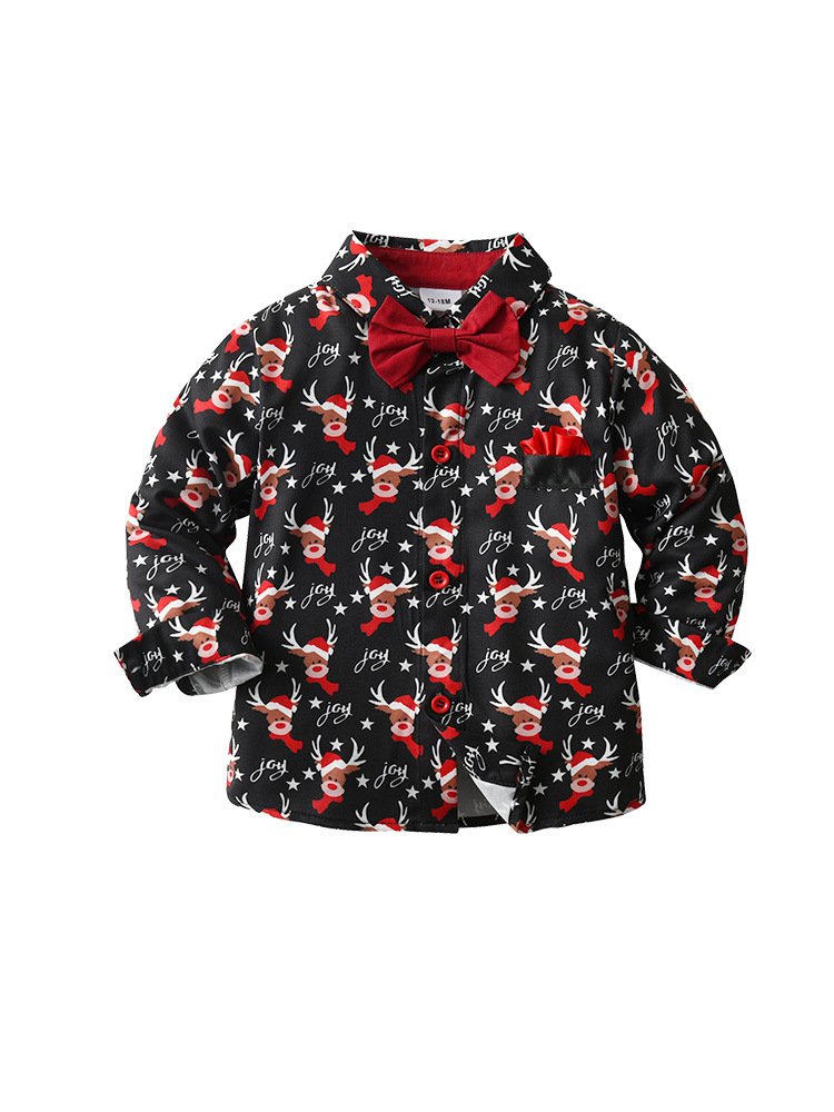 Christmas 2024 Baby Boy Clothes Two-Piece Children's Suit Baby Christmas Santa Printed Show Boy Clothing Sets Gifts