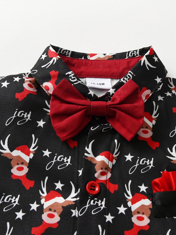 Christmas 2024 Baby Boy Clothes Two-Piece Children's Suit Baby Christmas Santa Printed Show Boy Clothing Sets Gifts