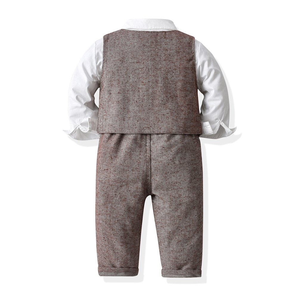 Boy Clothing Set 1 - 8 Years Kids Boy Formal Outfit Suit Long Sleeve Shirt Toddler Boy Shirt Suit Wedding Clothes Gentleman