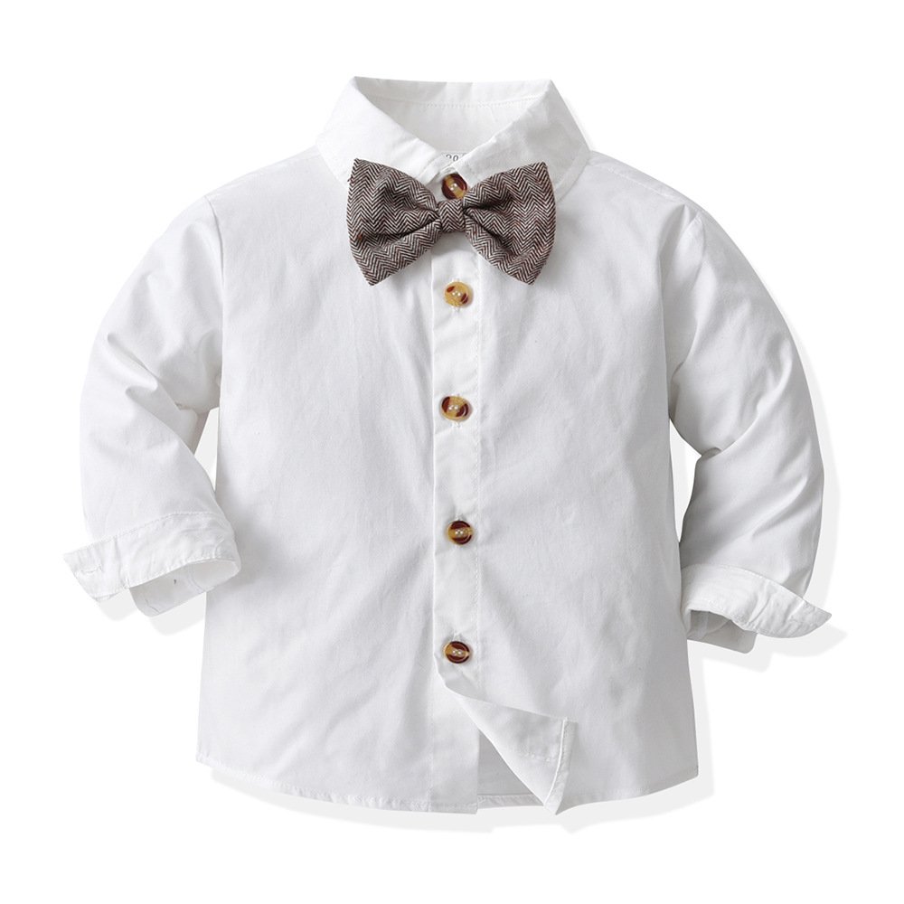 Boy Clothing Set 1 - 8 Years Kids Boy Formal Outfit Suit Long Sleeve Shirt Toddler Boy Shirt Suit Wedding Clothes Gentleman