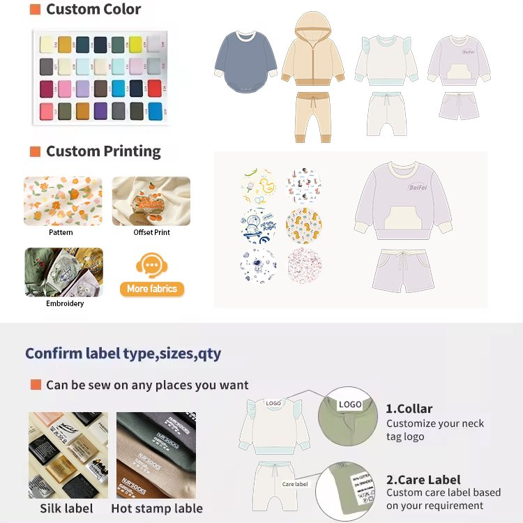 OEM custom design cute Factory Baby Romper Printed bamboo Baby Clothes Set Long Sleeve Newborn Baby Clothes
