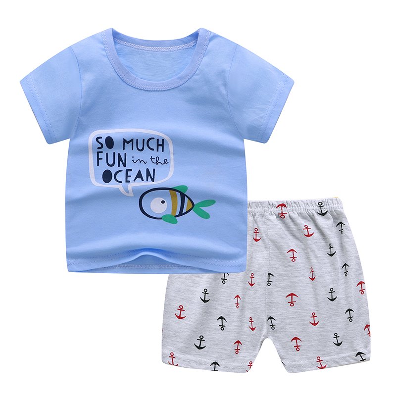 Oem & Odm Service Summer Kids Clothings Cotton Children Short Sleeve Suit 2 PCS Baby Clothings Sets for Girls
