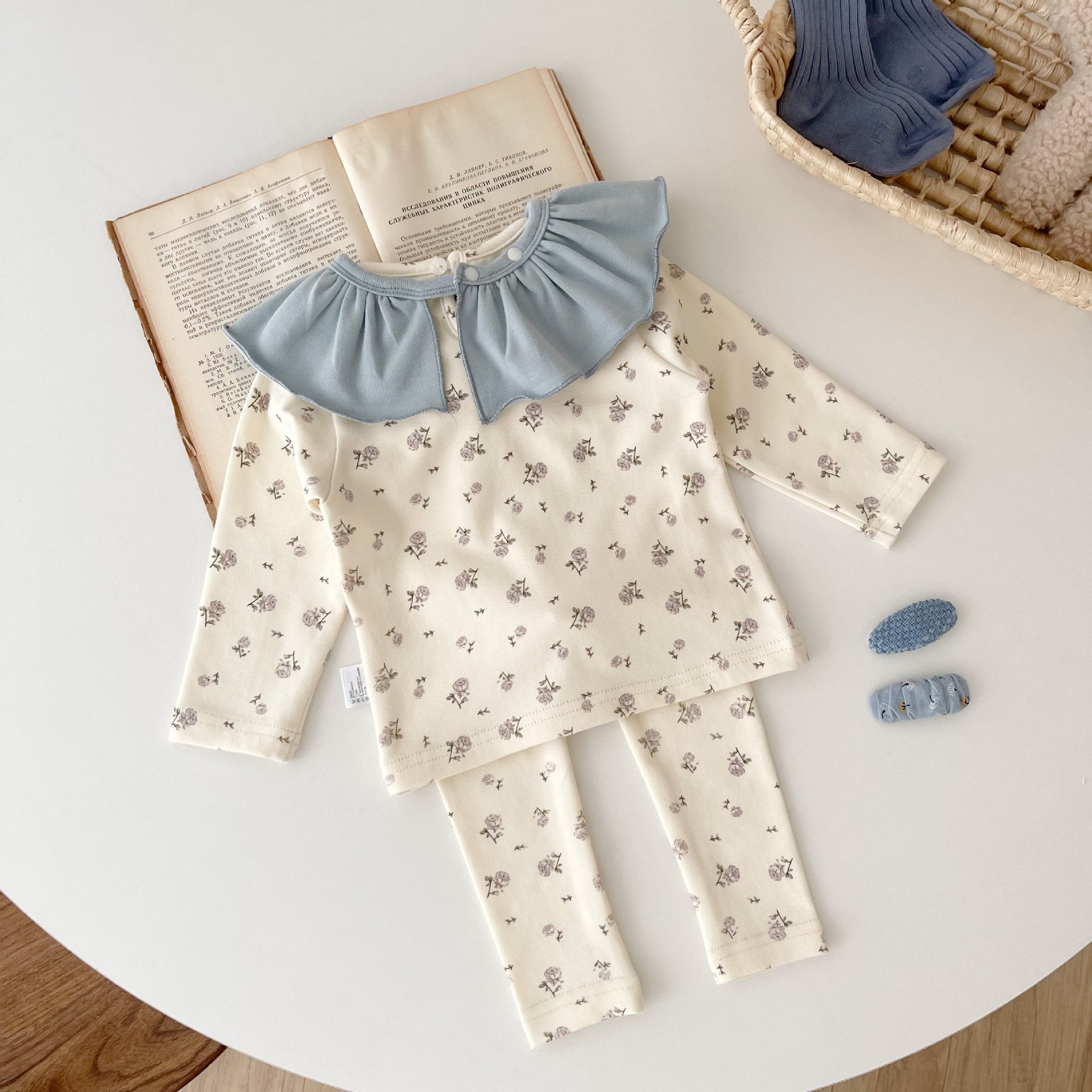 16546 Spring new born Baby Girl Clothes Floral Infant Girl Clothes Set Korean Style Baby Girls clothing sets 0-3 months for boy