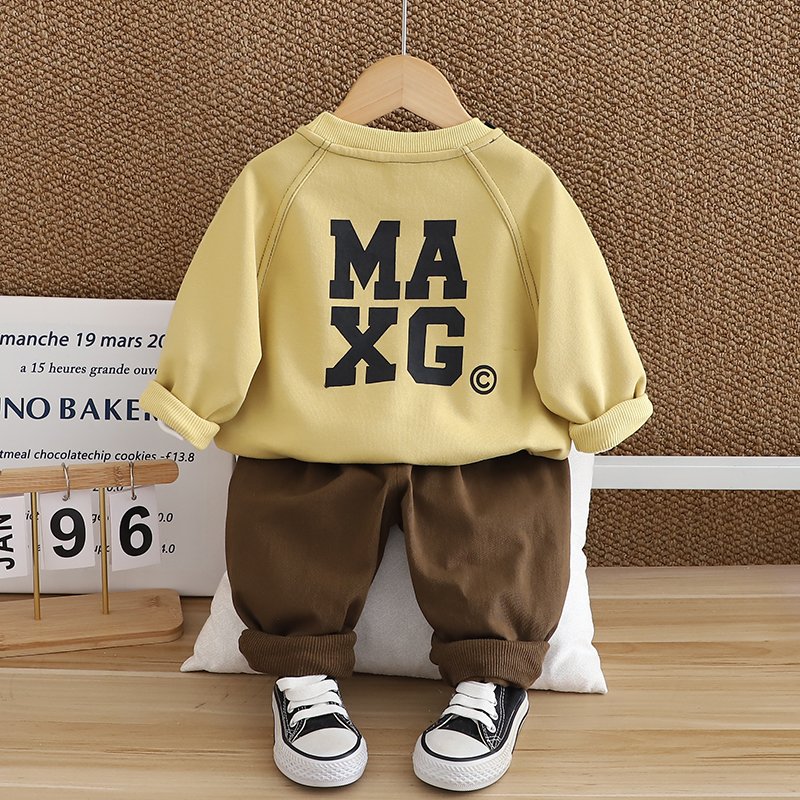 2024 Autumn/Winter Boys Clothing Set Soft Shell Warm Two-Piece Hoodie Pants Cotton Monogram Simple Design Long Sleeve 3D Pattern