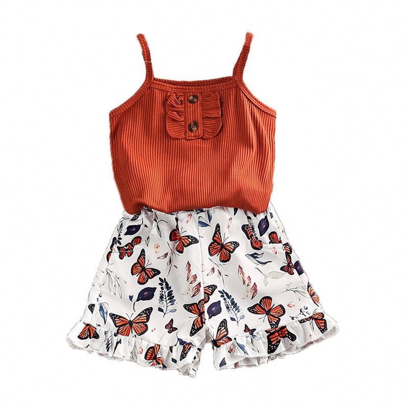 Girls Sets Summer Floral New Girl Clothing Shorts Sets Children's clothing Wholesale 4Y-7Y