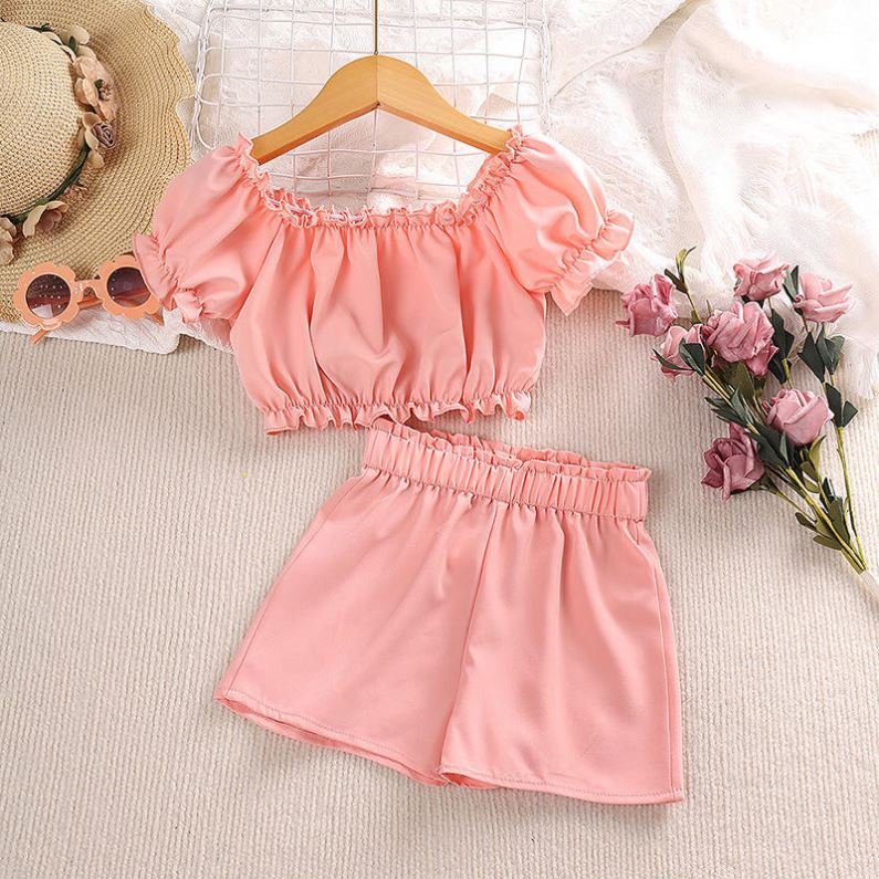 Girls Sets Summer Floral New Girl Clothing Shorts Sets Children's clothing Wholesale 4Y-7Y