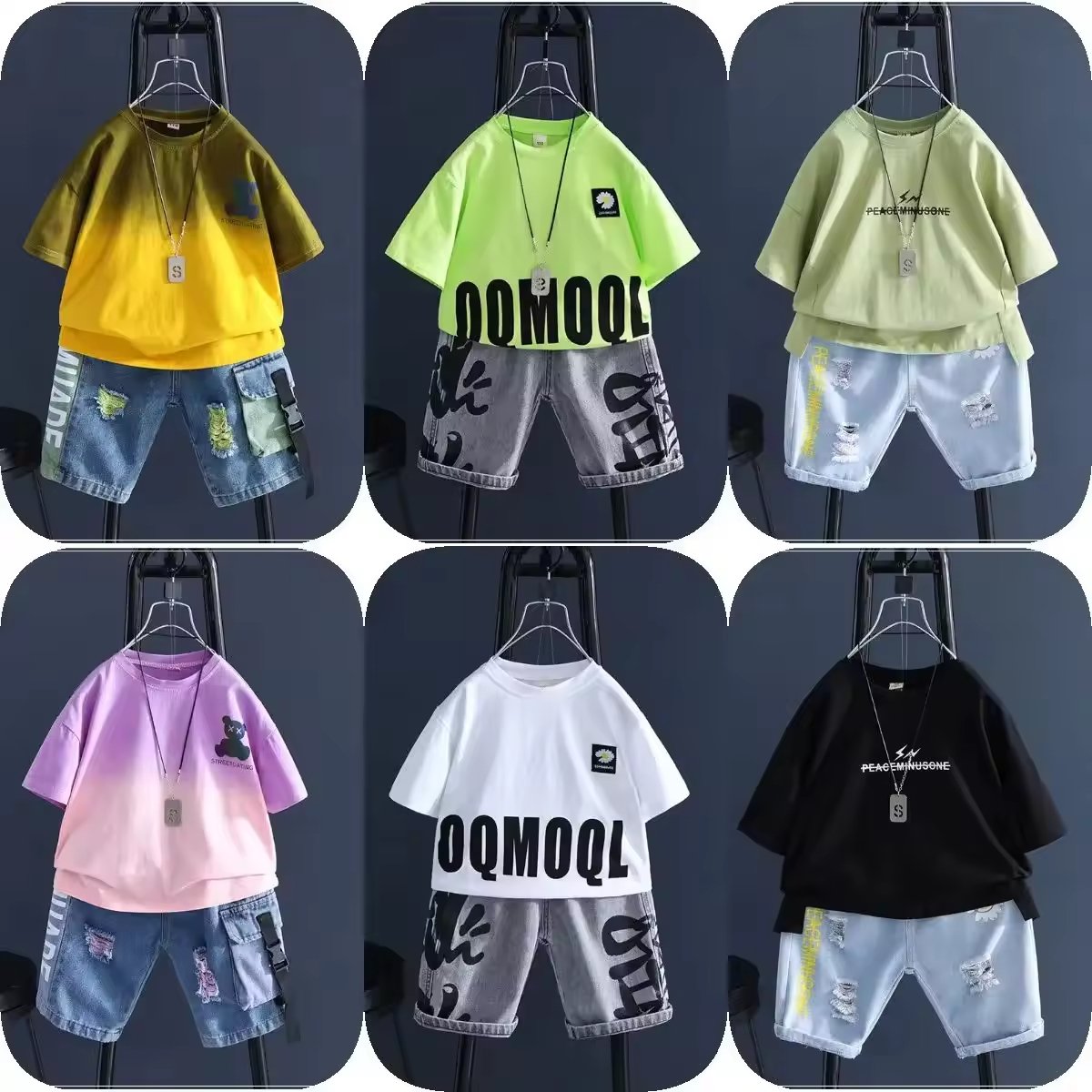 Europe and the United States cross border children's suit 2024 new summer boys' short sleeve set children's leisure two pieces