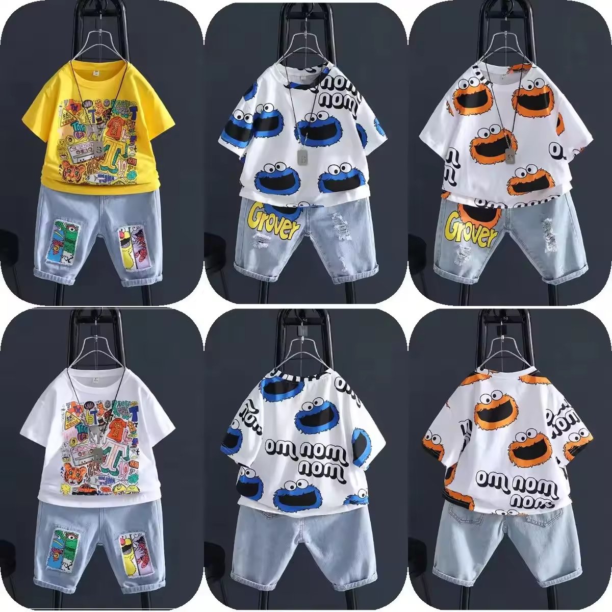 Europe and the United States cross border children's suit 2024 new summer boys' short sleeve set children's leisure two pieces