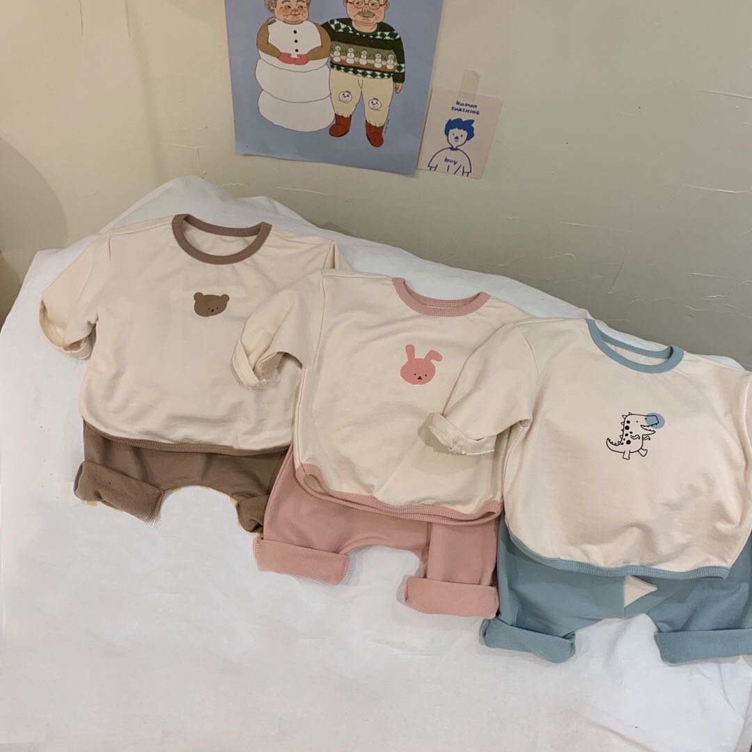 French terry cotton kids sports jogger outfit long sleeve baby sweatshirt sweaterpant boy children clothing tracksuit 2pcs set