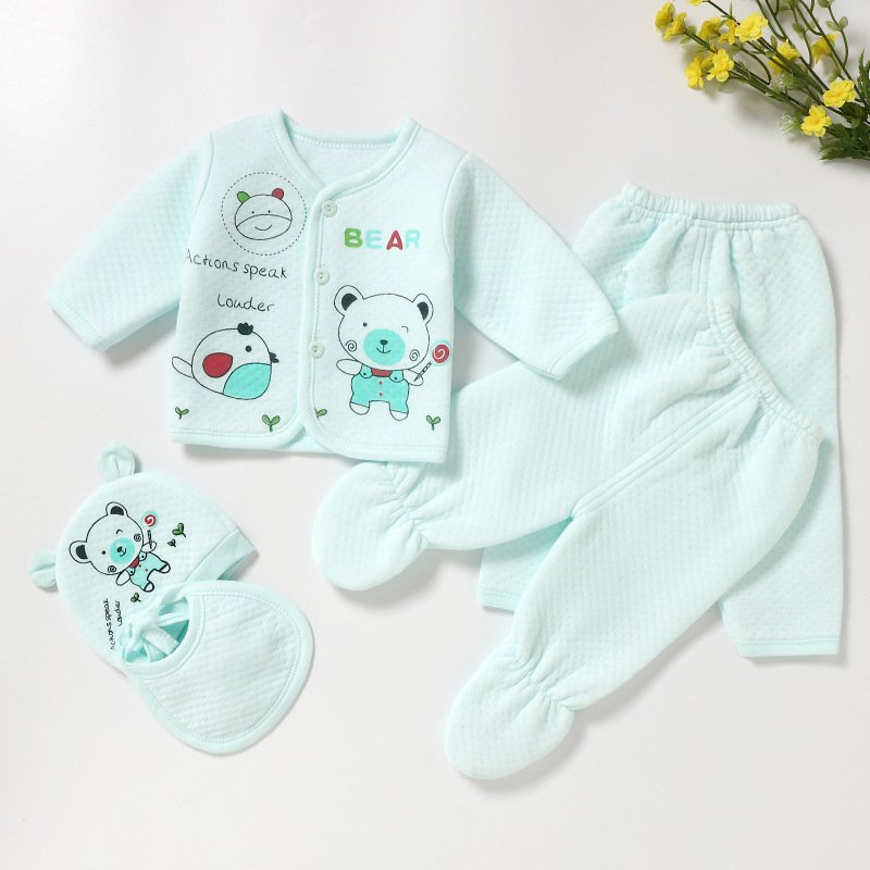 Newborn Layette Gift Set for Baby Boys Girls 5 Piece Gender Neutral Newborn Clothes & Accessories Set
