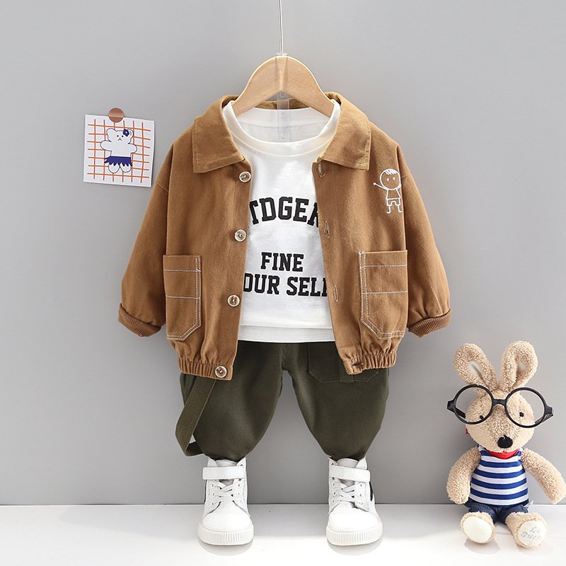1-4 Years boy's clothing set 2024 Baby children's wear boys three-piece baby autumn wear