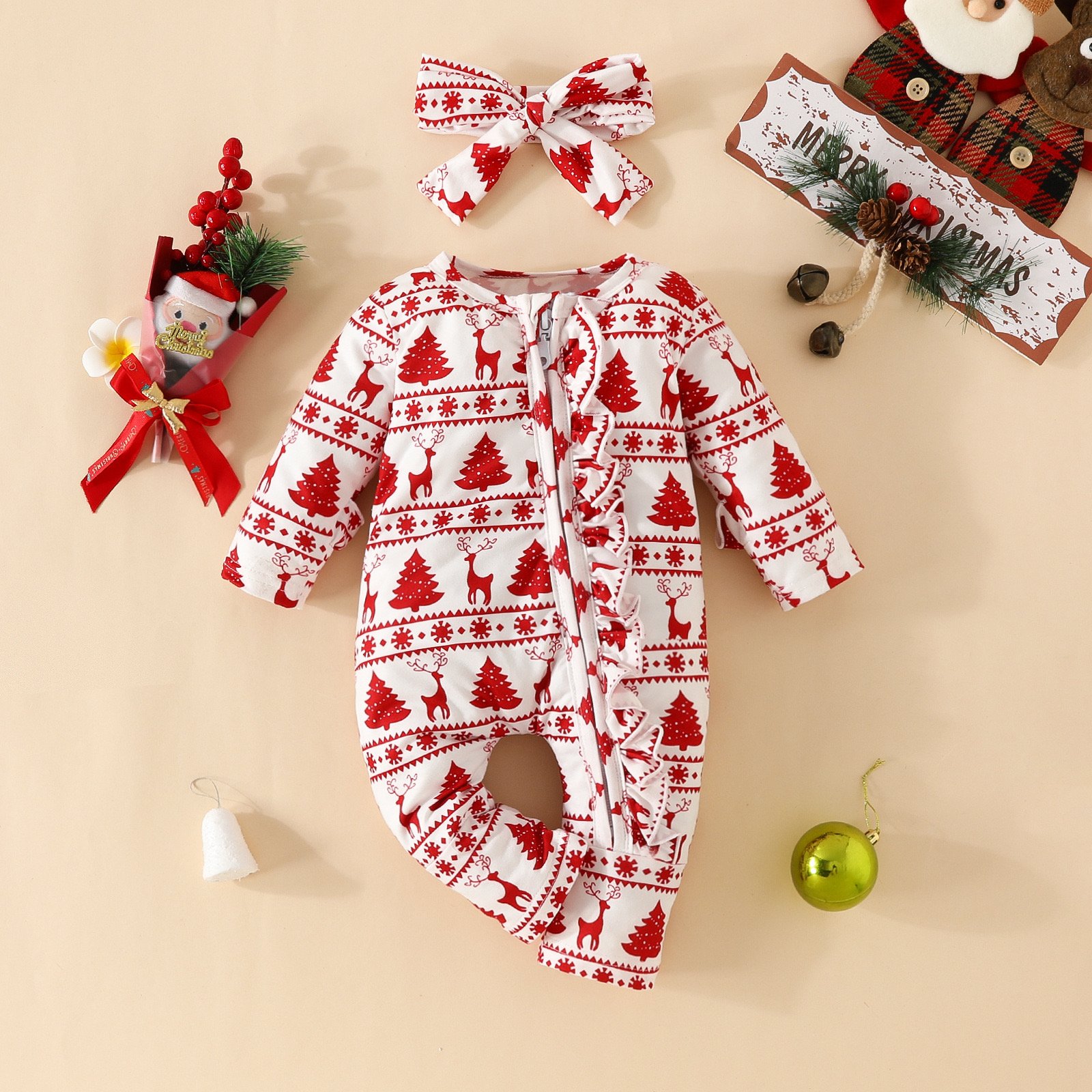 Christmas Newborn baby animal climbing clothing summer short sleeve boys and girls clothing children's jumpsuit cartoon