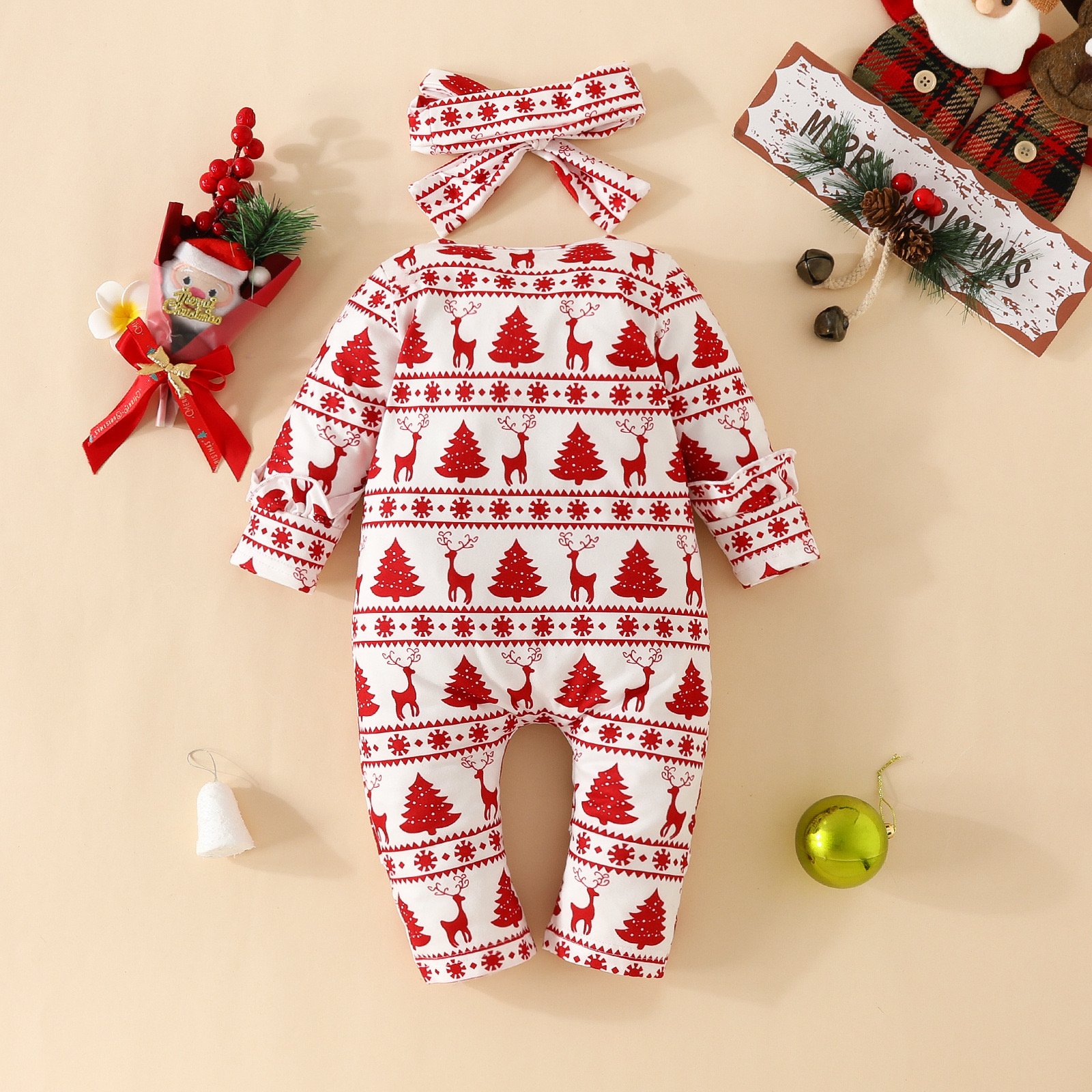 Christmas Newborn baby animal climbing clothing summer short sleeve boys and girls clothing children's jumpsuit cartoon