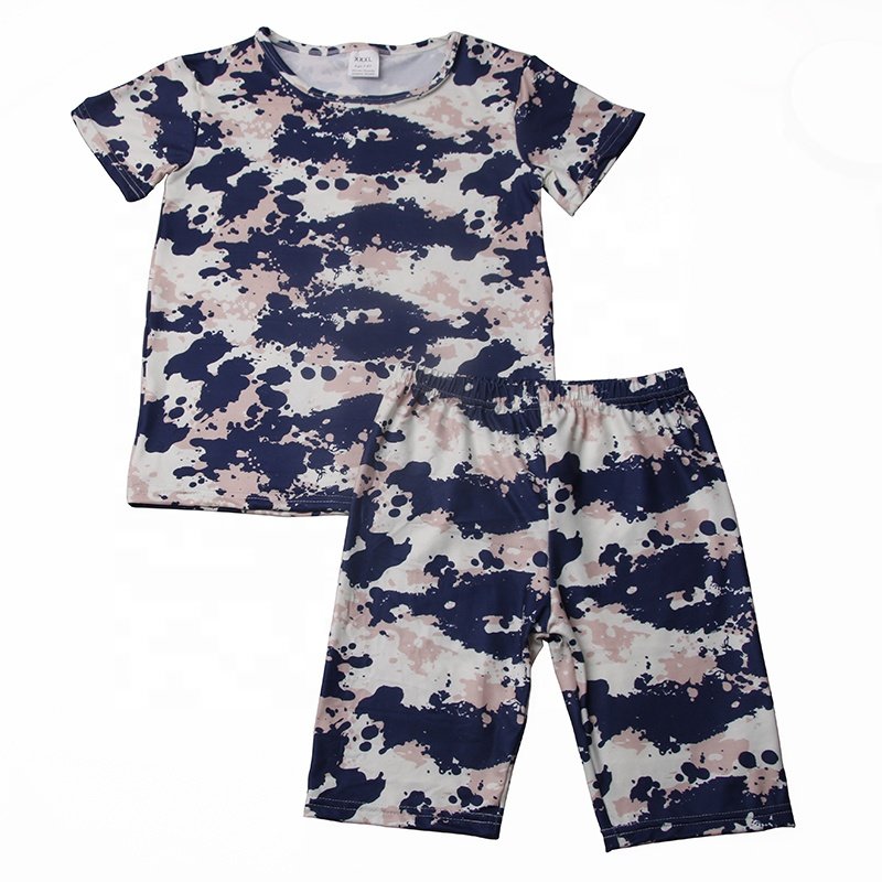 Custom Summer Breathable Kids boys Clothes Sets Cow Patterns Short Sleeve Tops And Biker Shorts 2 Pieces Sets Outfits
