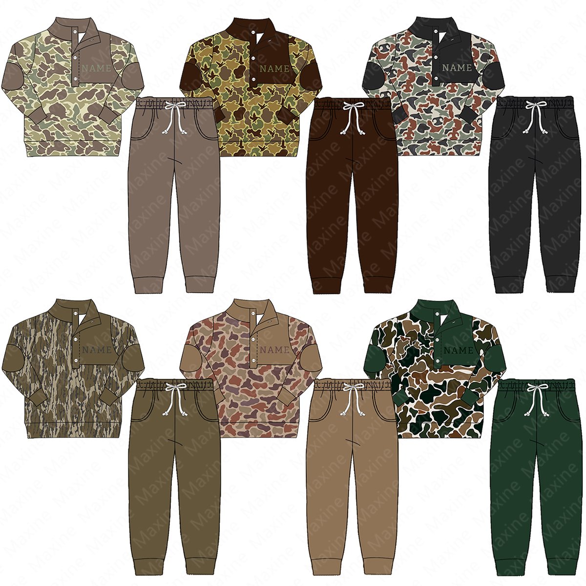 Wholesale Hunting Boy Jogger Set Custom Camo Boy Clothing Sets Long Sleeve Kids Clothing Boy