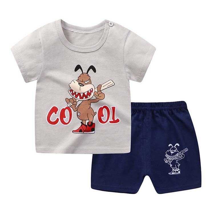 hot sale boys and girls cotton summer short sleeve baby suit and pants set for 2 pieces
