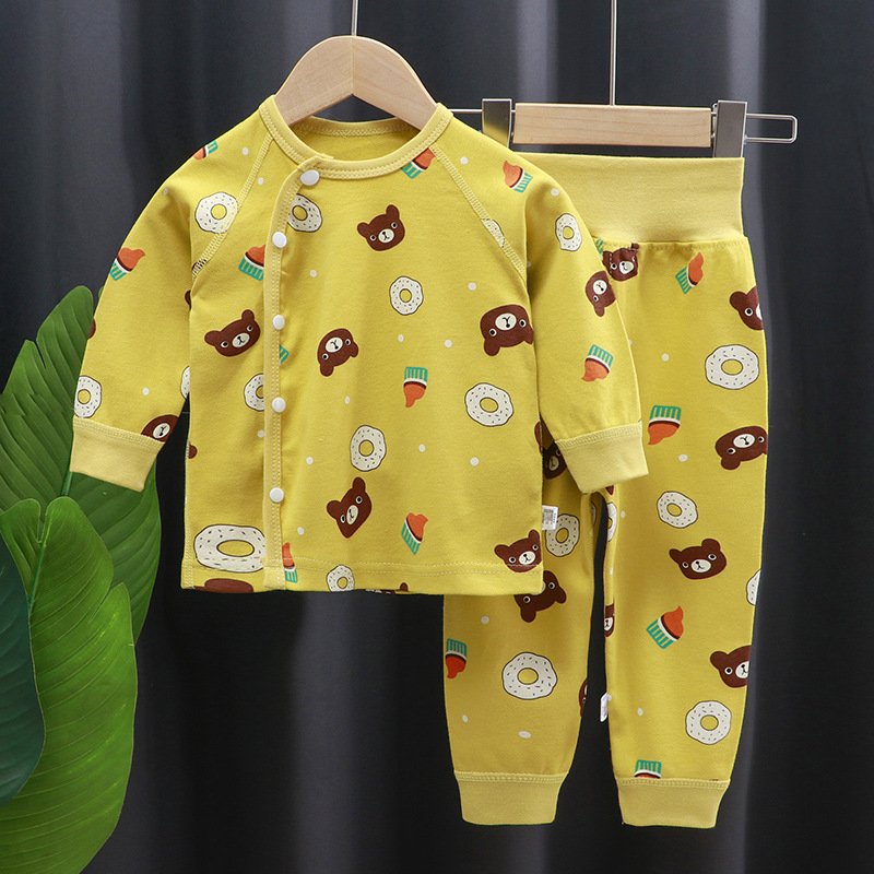 Wholesale cartoon soft cotton kids Pajamas 2 Set girl boys children long sleeve t-shirt and pants set