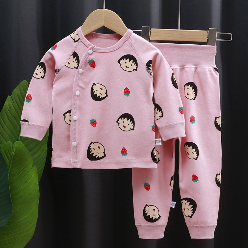 Wholesale cartoon soft cotton kids Pajamas 2 Set girl boys children long sleeve t-shirt and pants set