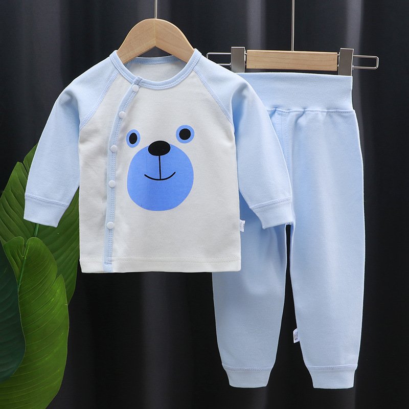 Wholesale cartoon soft cotton kids Pajamas 2 Set girl boys children long sleeve t-shirt and pants set