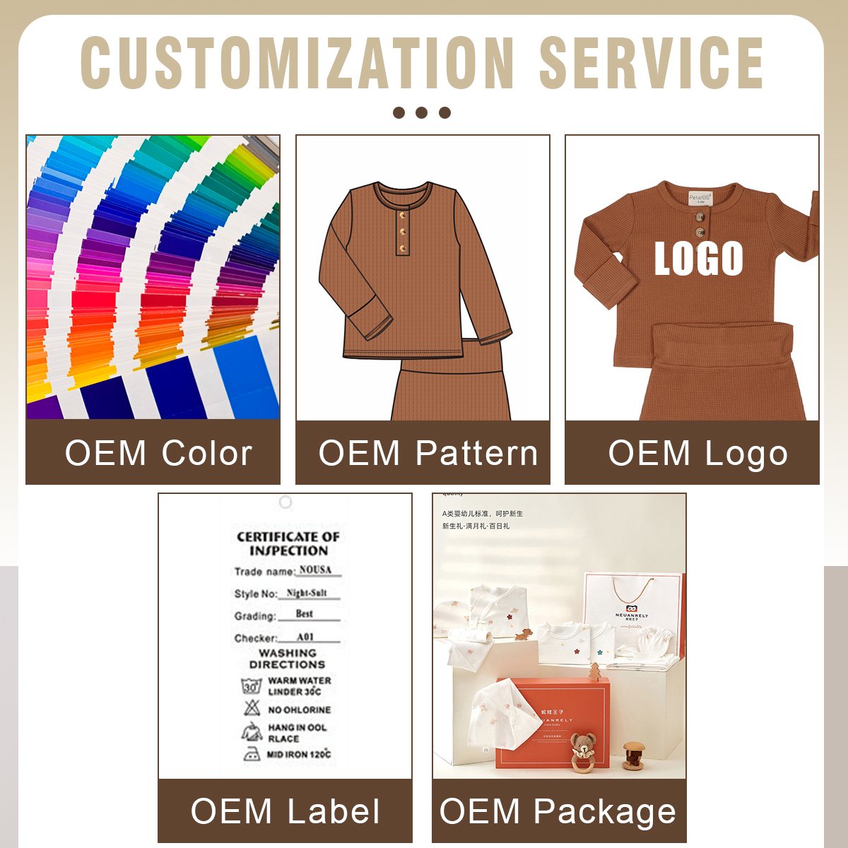 Baby Waffle Knit Comfortable 2-Piece Set Cotton Long Sleeve Solid Color Baby Clothing Sets for Kids Custom Logo ODM