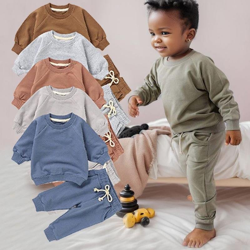 Toddler outfits 2024 Long Sleeve tracksuit knit set Custom Embroidery track suits for kids boys and girls