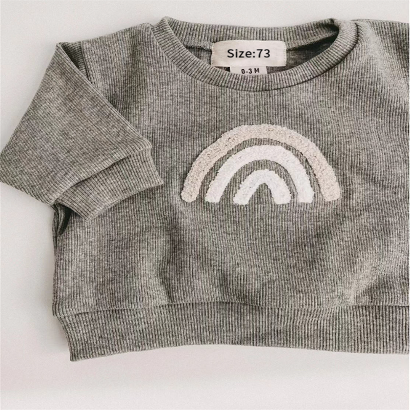 New Baby Set Spring Autumn Baby Boys clothing sets newborn clothes Fashion Sun Rainbow Letter Long Sleeve Sweater Pants