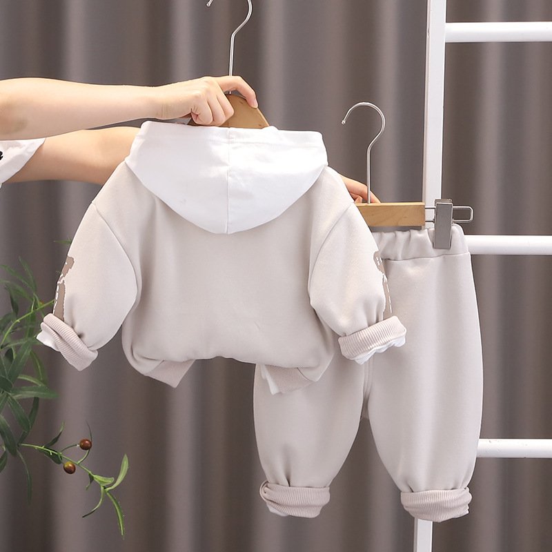 Boys' Spring and Autumn Bear Three Piece Baby Children's Clothing Three Year Old Baby Autumn Set