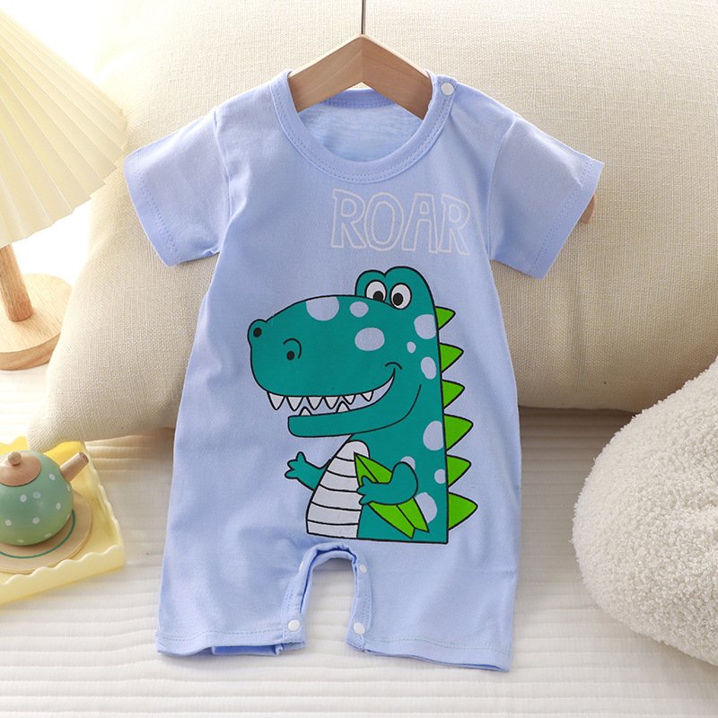 Korean version of summer clothing newborn baby cotton short sleeve thin open file crawling suit baby onesie Ha clothes