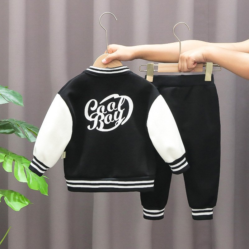 Conyson Wholesale autumn baseball Kids Boy Jacket Pants Clothing Suits cotton button Sweater Clothes Tracksuit 3pcs Outfits