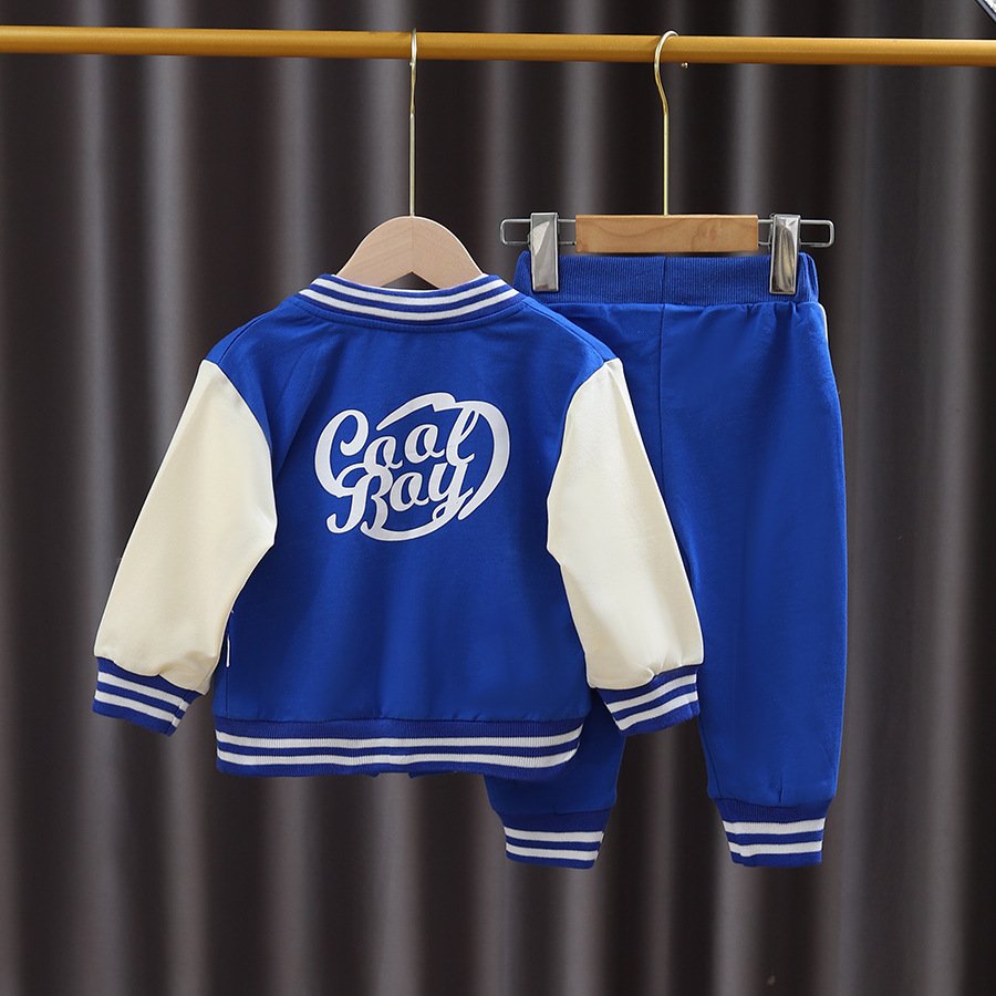 Conyson Wholesale autumn baseball Kids Boy Jacket Pants Clothing Suits cotton button Sweater Clothes Tracksuit 3pcs Outfits